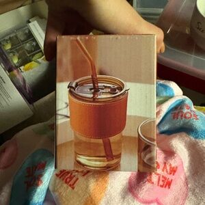 Stylish Glass Tumbler with Straw and Sleeve